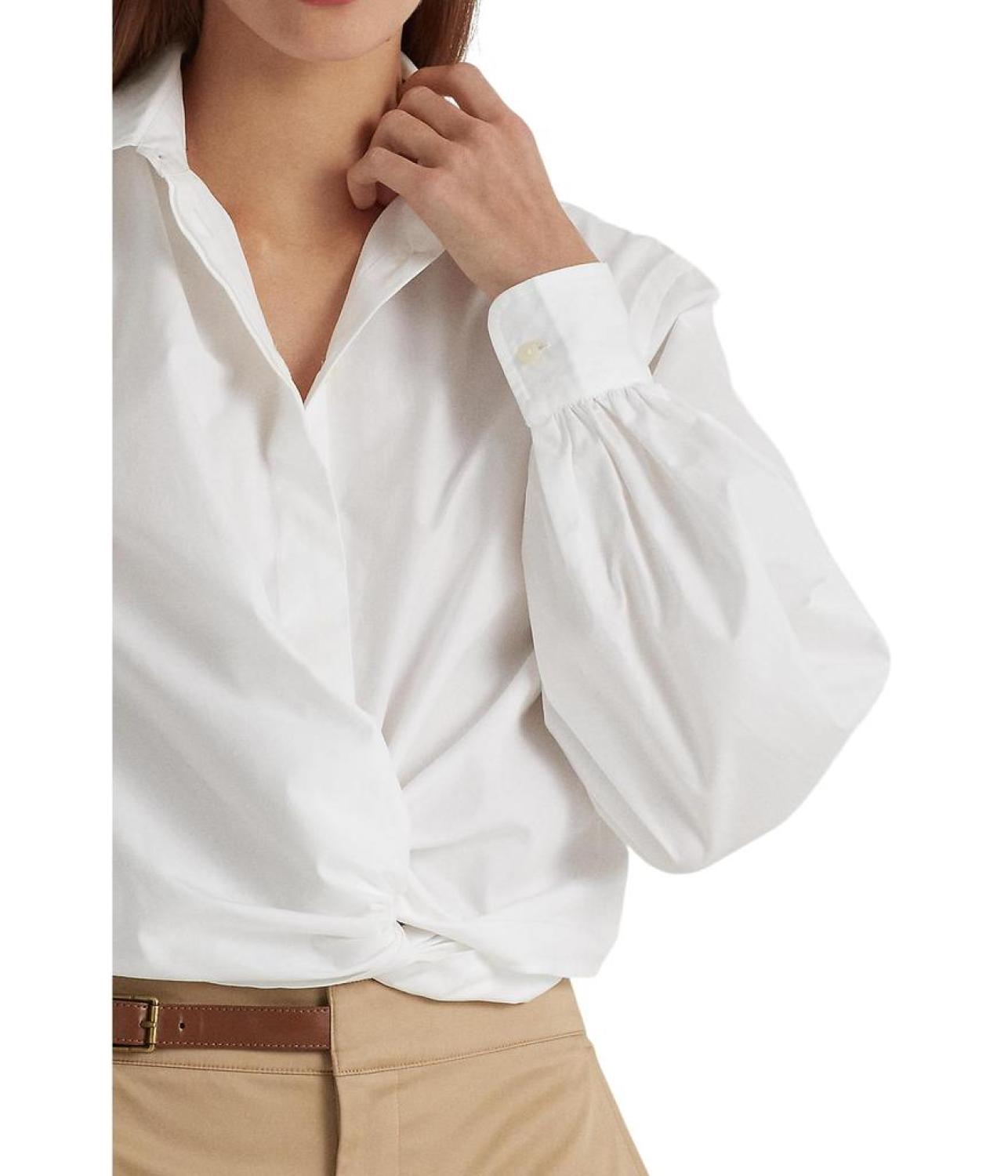 Twist-Front Broadcloth Cropped Shirt