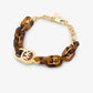 Precious Metal-Plated Brass and Acetate Chain Bracelet