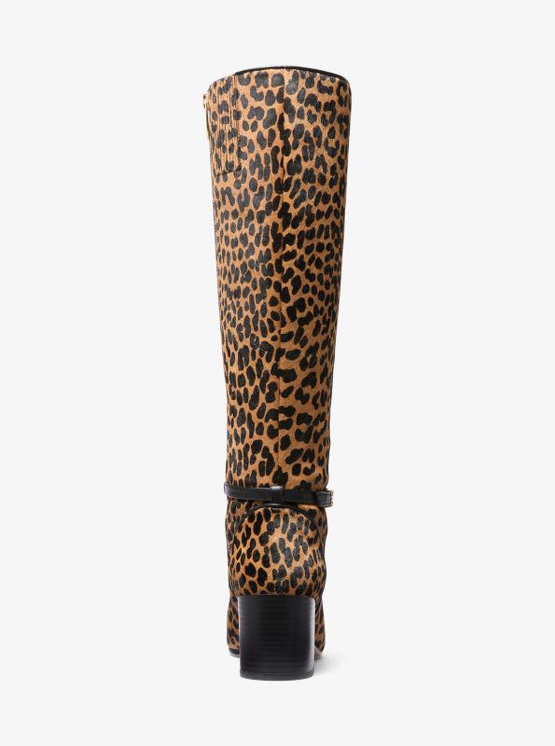 Ella Leopard Print Calf Hair Wide Width Block Heel Boot - Main Image