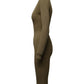 Fitted Ribbed Knit Midi Dress in Metallic Gold Viscose
