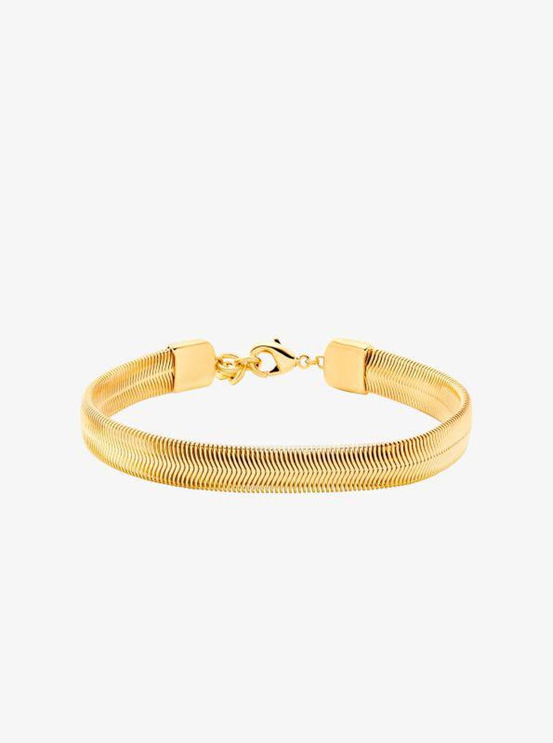 Precious Metal-Plated Brass Tubogas Snake Chain Bracelet