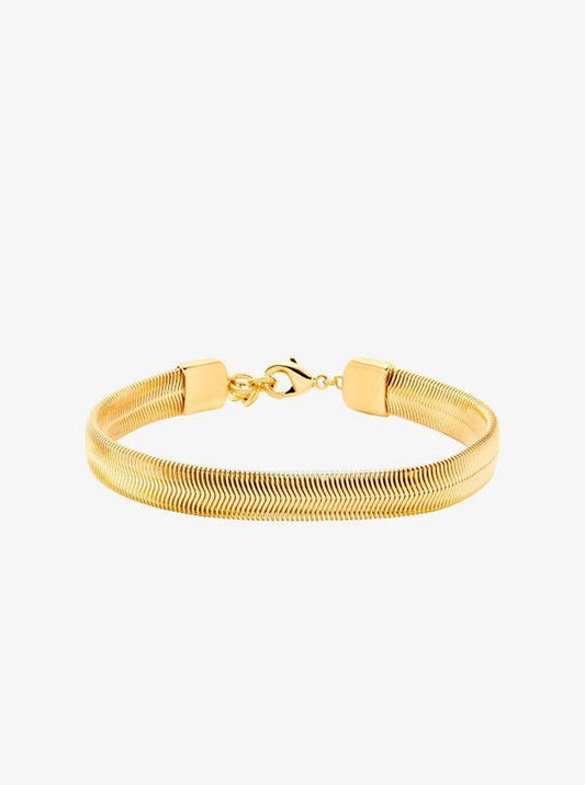 Precious Metal-Plated Brass Tubogas Snake Chain Bracelet