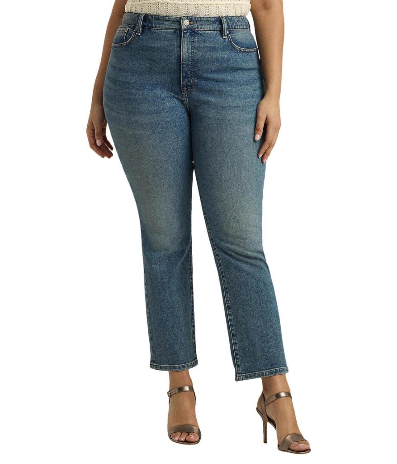 Plus Size High-Rise Straight Ankle Jeans
