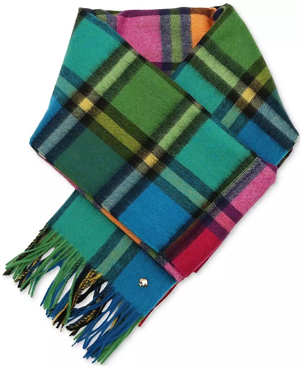 Plaid Mix Multi Yarn Dye Wool Scarf