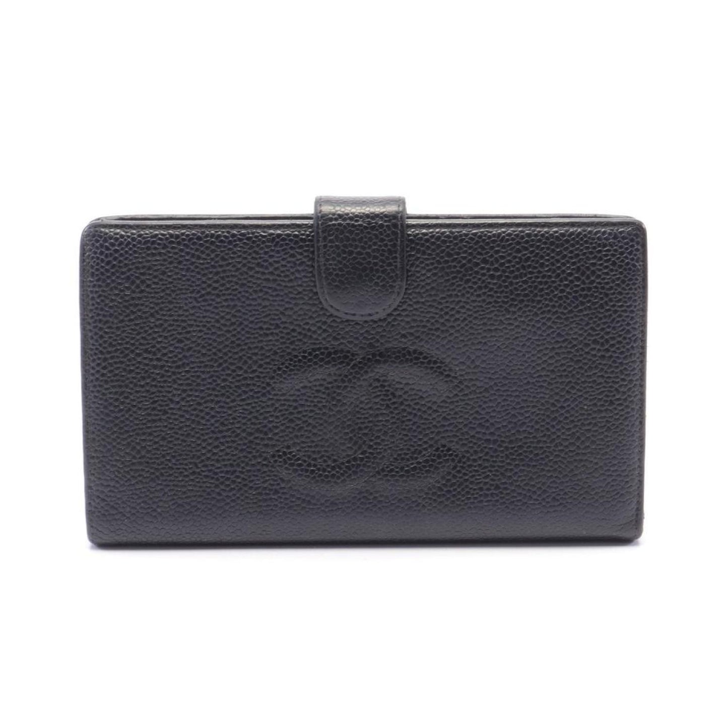 Coco Mark Bi-Fold Long Wallet Caviar Skin  Gold Hardware