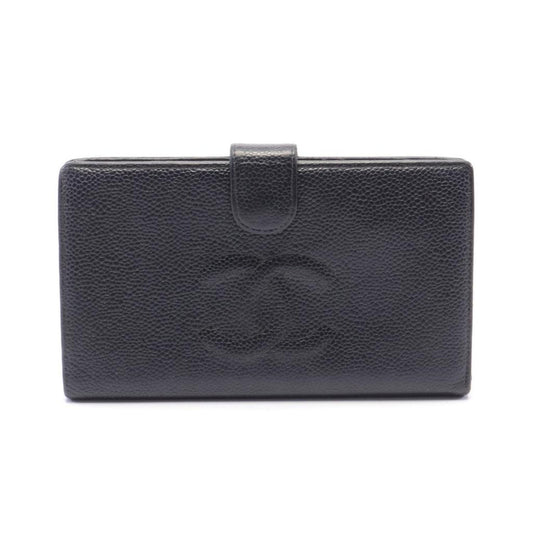 Coco Mark Bi-Fold Long Wallet Caviar Skin  Gold Hardware