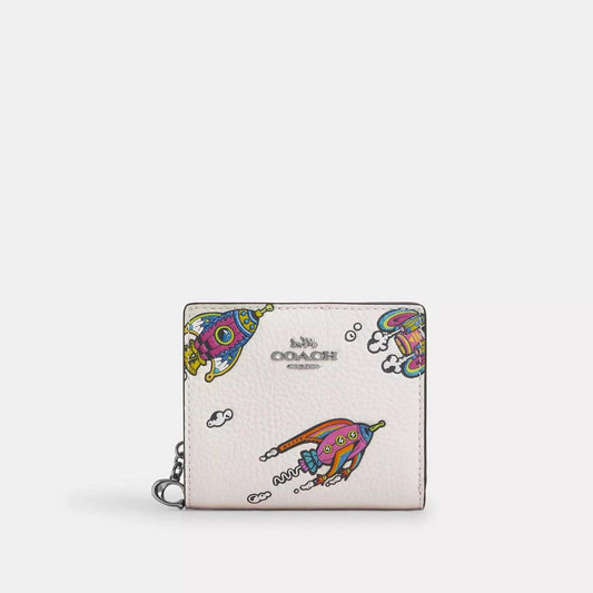 Cosmic Coach Snap Wallet With Rocket Print
