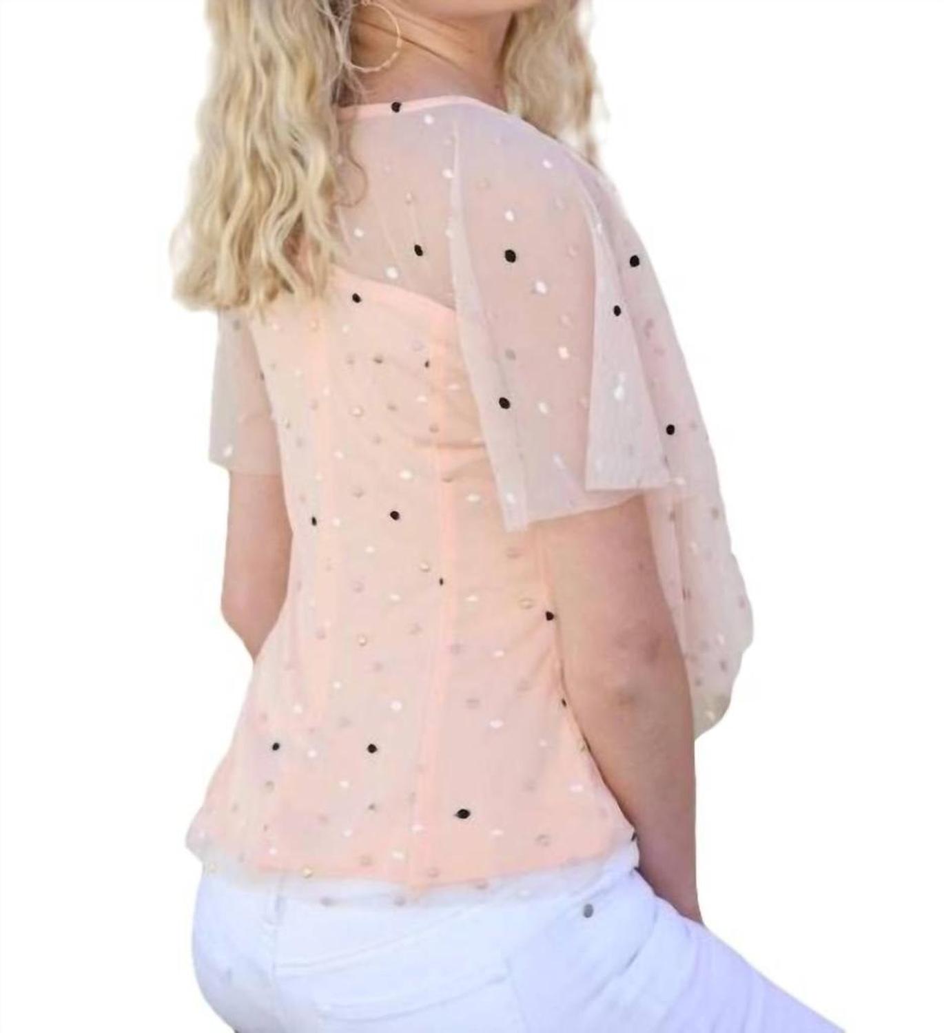 Tiered Polka Dot Top In Apricot