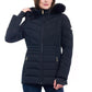 Women's Chevron Faux Fur Hooded Coat In Black