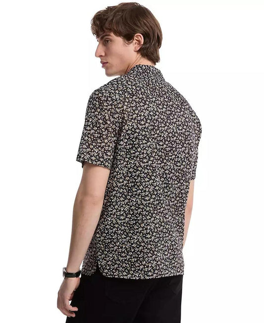 Men's Relaxed Fit Short Sleeve Floral Print Button-Front Camp Shirt