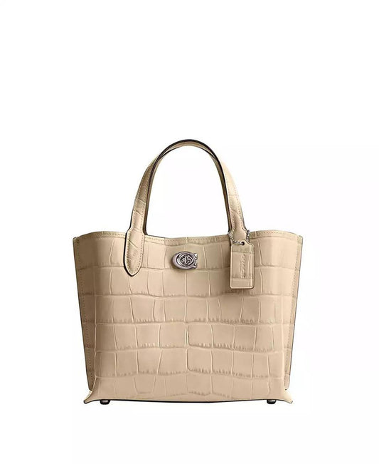 Embossed Croc Willow Small Tote Bag
