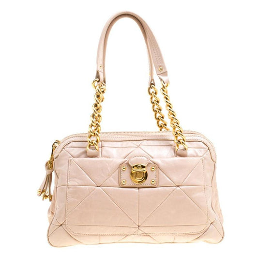Marc Jacobs Blush Quilted Glazed Leather Chain Satchel