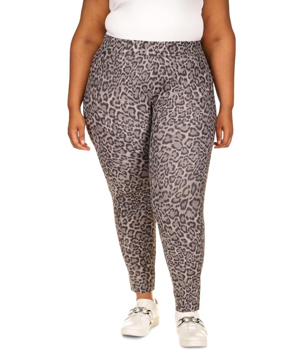 Plus Size Print Twill Pull-On Leggings