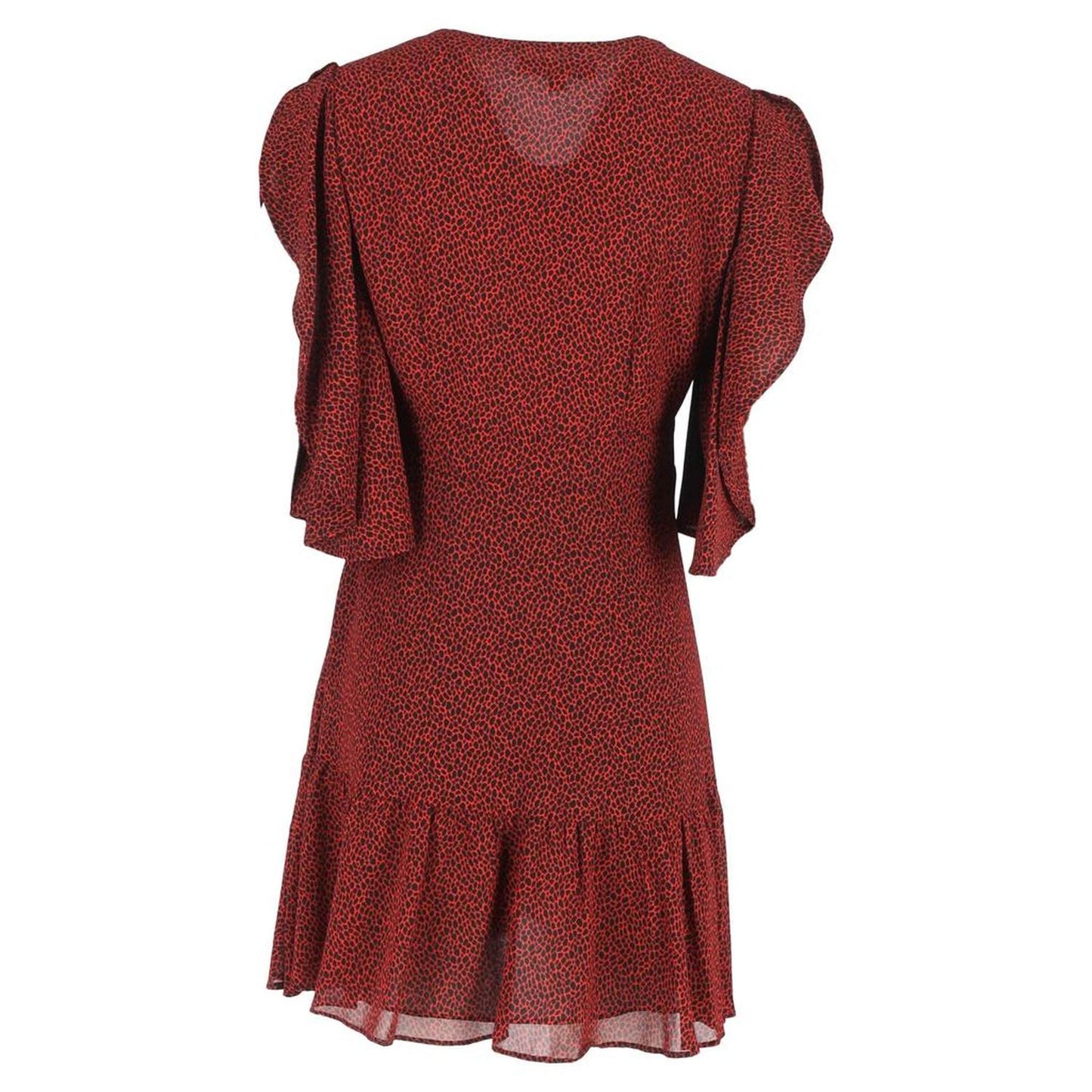MICHAEL  Printed Cascade-Sleeve Mini Dress in Red Polyester