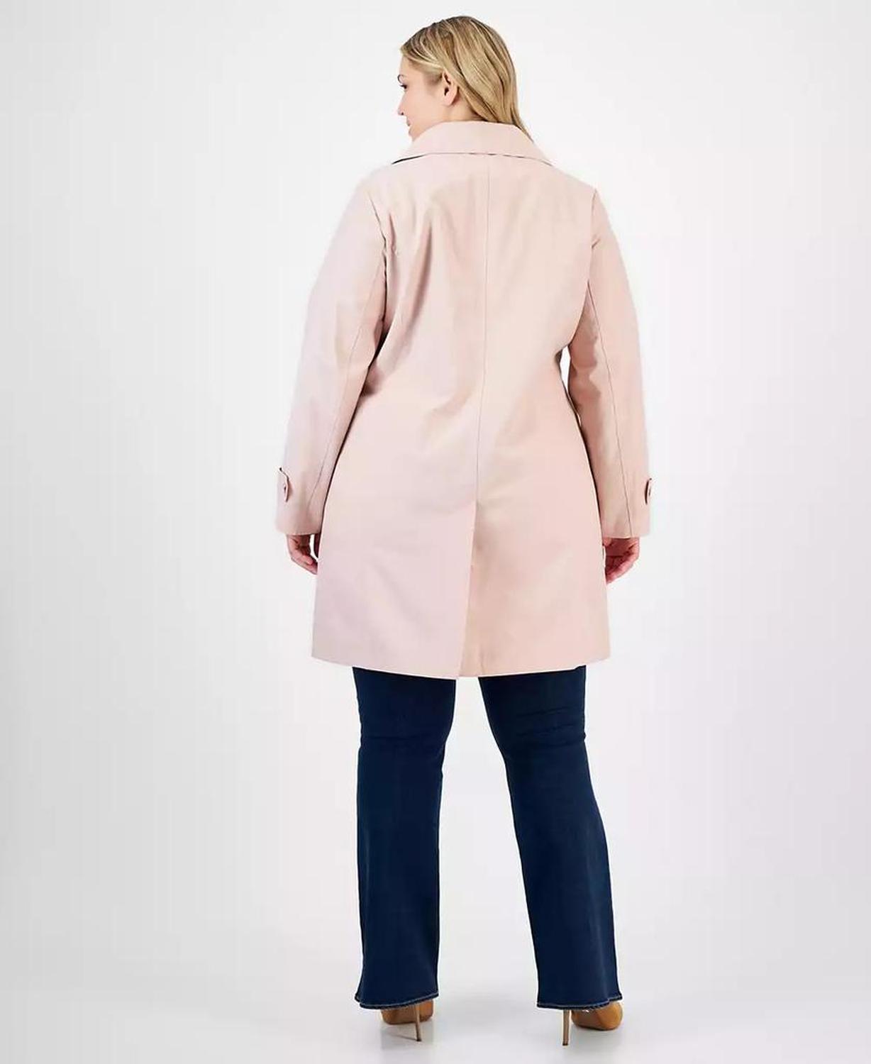 Plus Size Notched Collar Button-Front Coat, Exclusively at Macy's