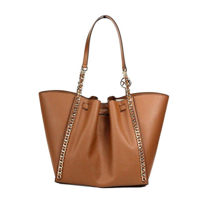 Michael Kors Mina Large Luggage Leather Belted Chain Inlay Tote Women's Bag