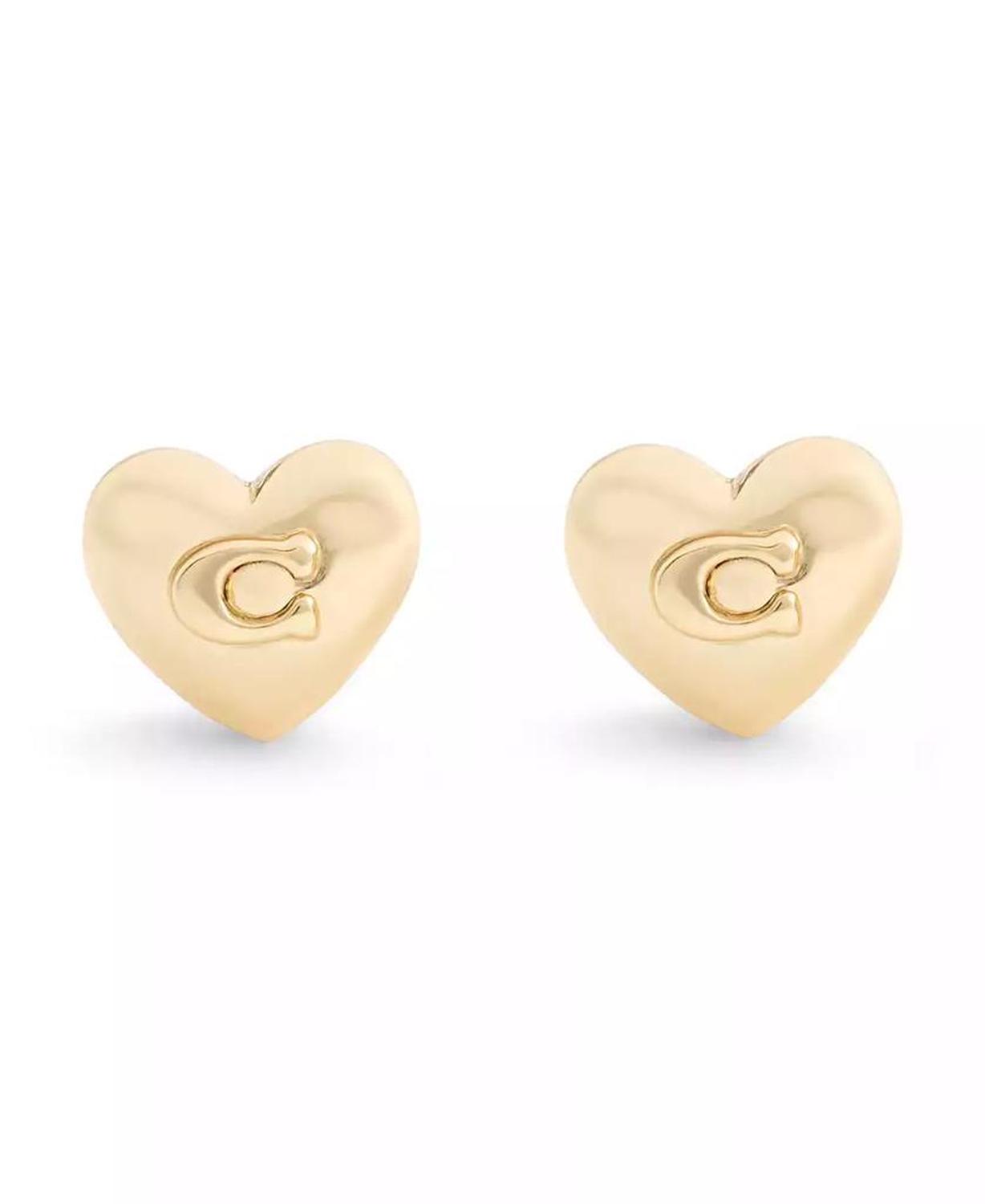 Gold Plated Heart Stud Earrings