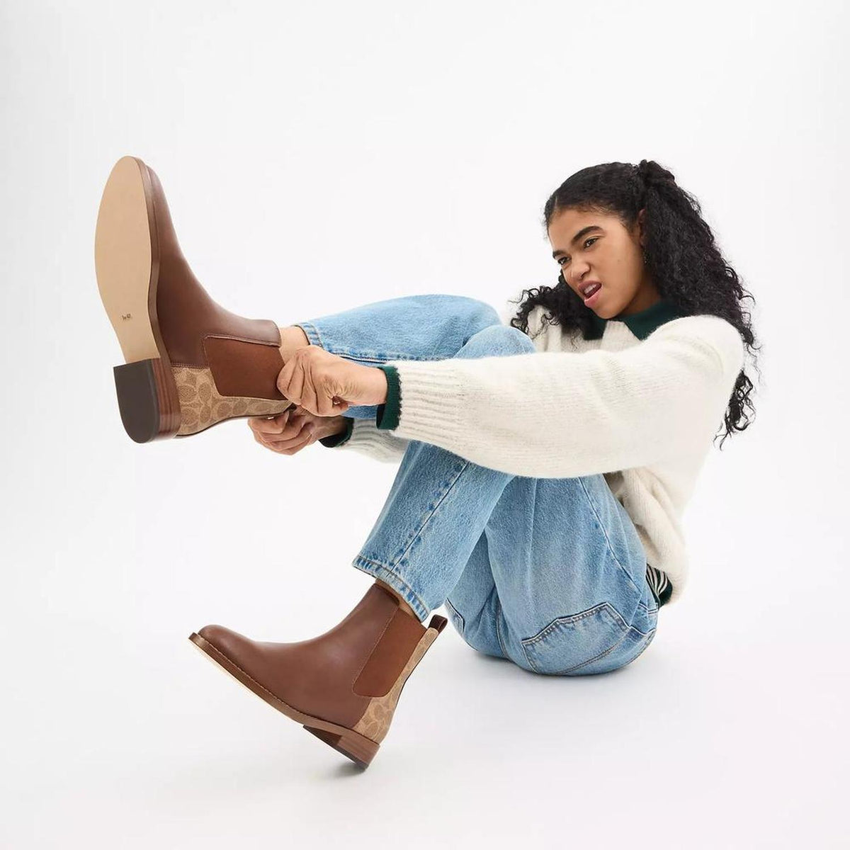 Coach Signature Leather Canvas fashion boots coyote Leather boots Coach Brown size 9.5 US in Leather - 40564531 main image 4