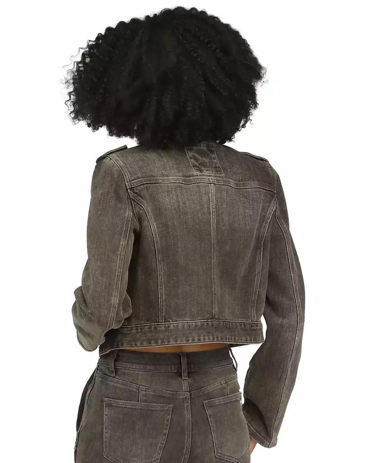MICHAEL Women's Cropped Denim Trucker Jacket