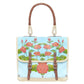WWII hand painted rose print leather satchel tote bag