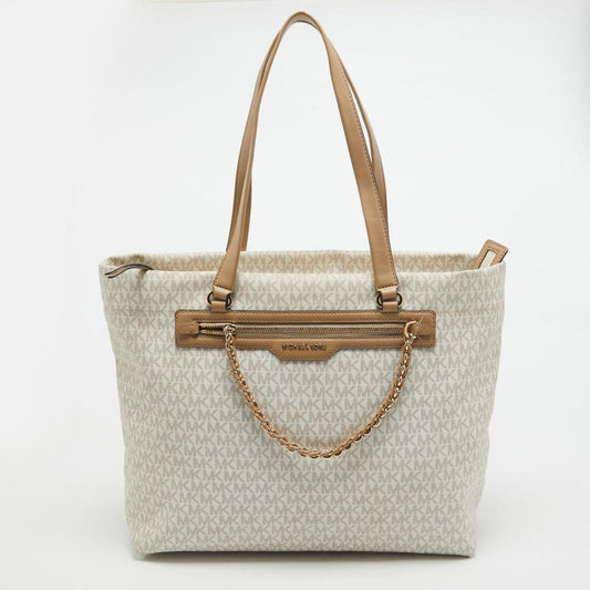 Michael Kors  Signature Coated Canvas And Leather Large Slater Tote