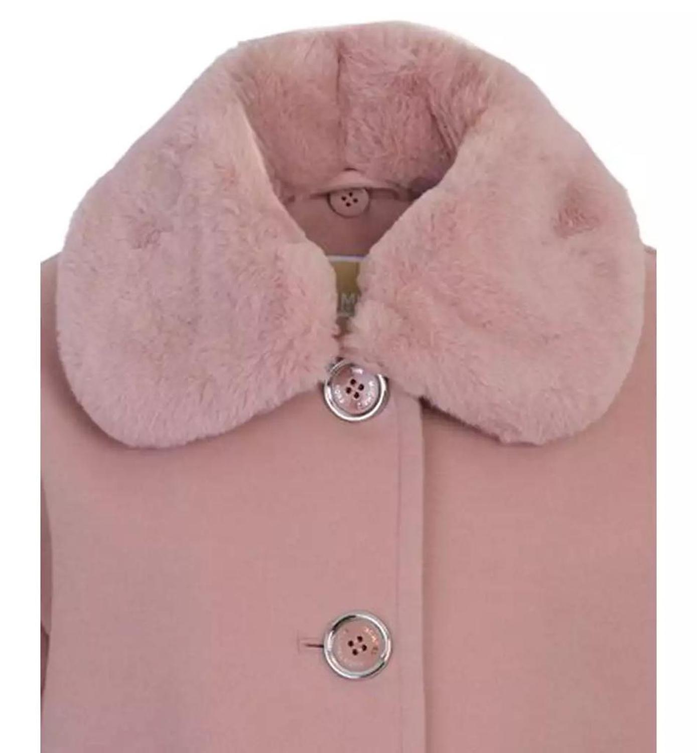 Toddler and Little Girls Faux Wool Hooded Collar Jacket