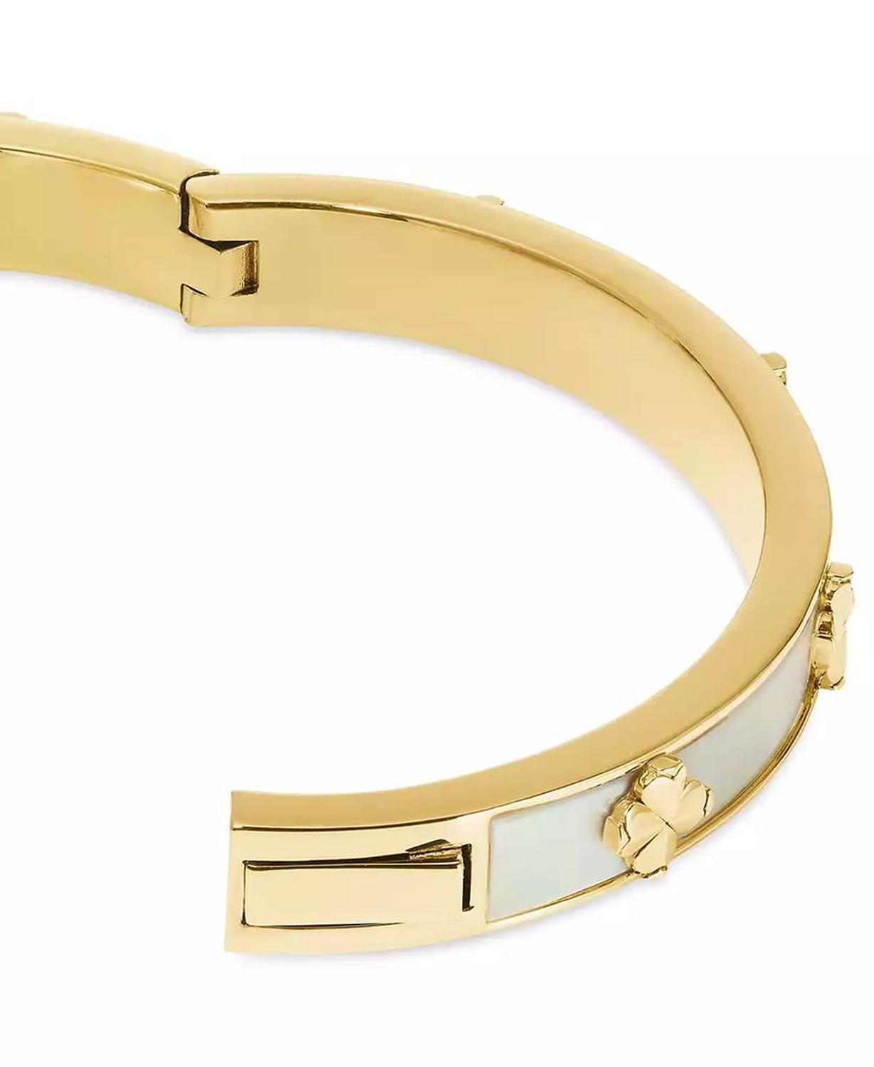 Imitation Pearl Gold Hinge Bangle Bracelet