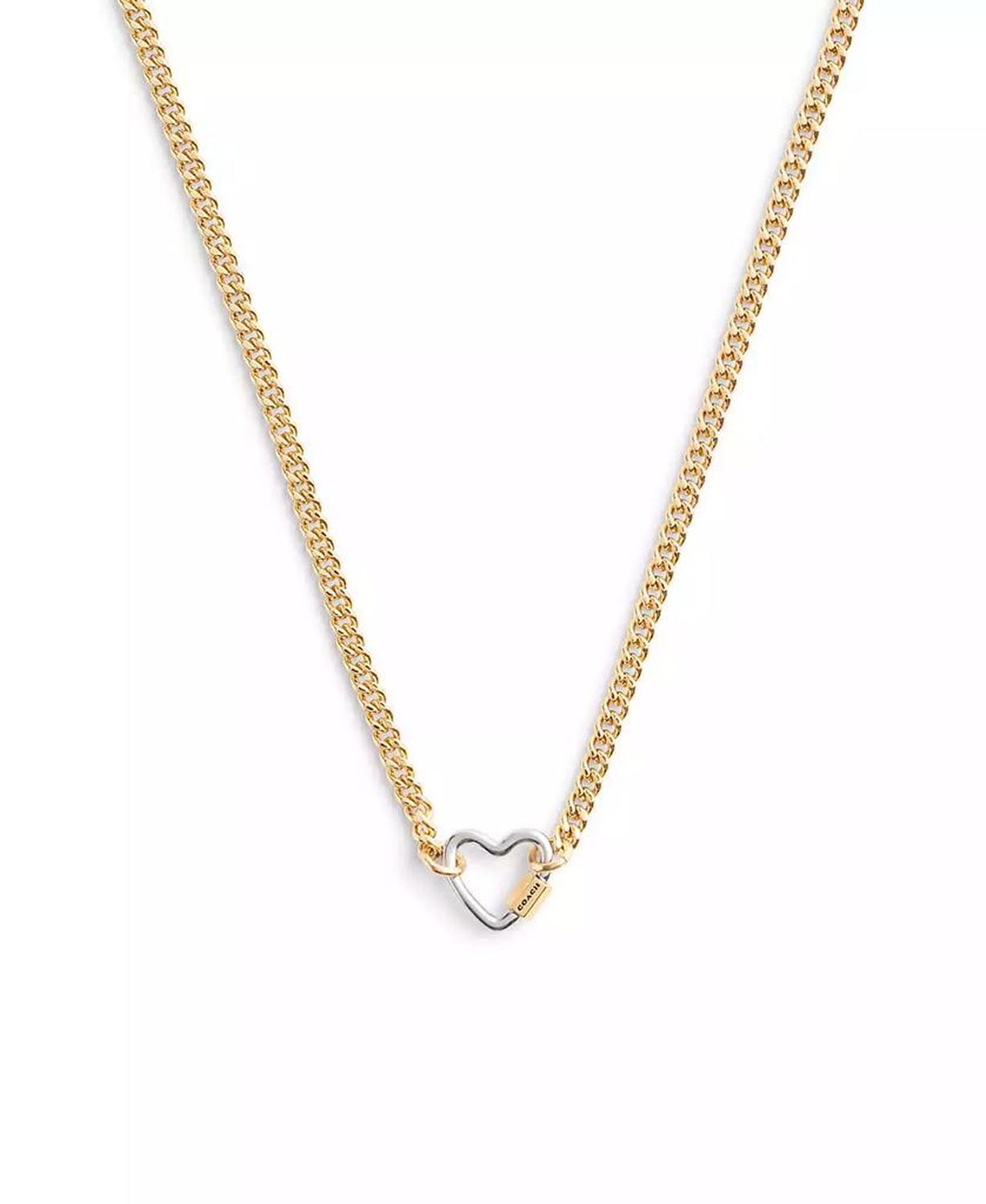 Two-Tone Signature Carabiner Heart Pendant Necklace