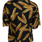 Dolce & Gabbana Black Linen Shirt with Penne Rigate Print