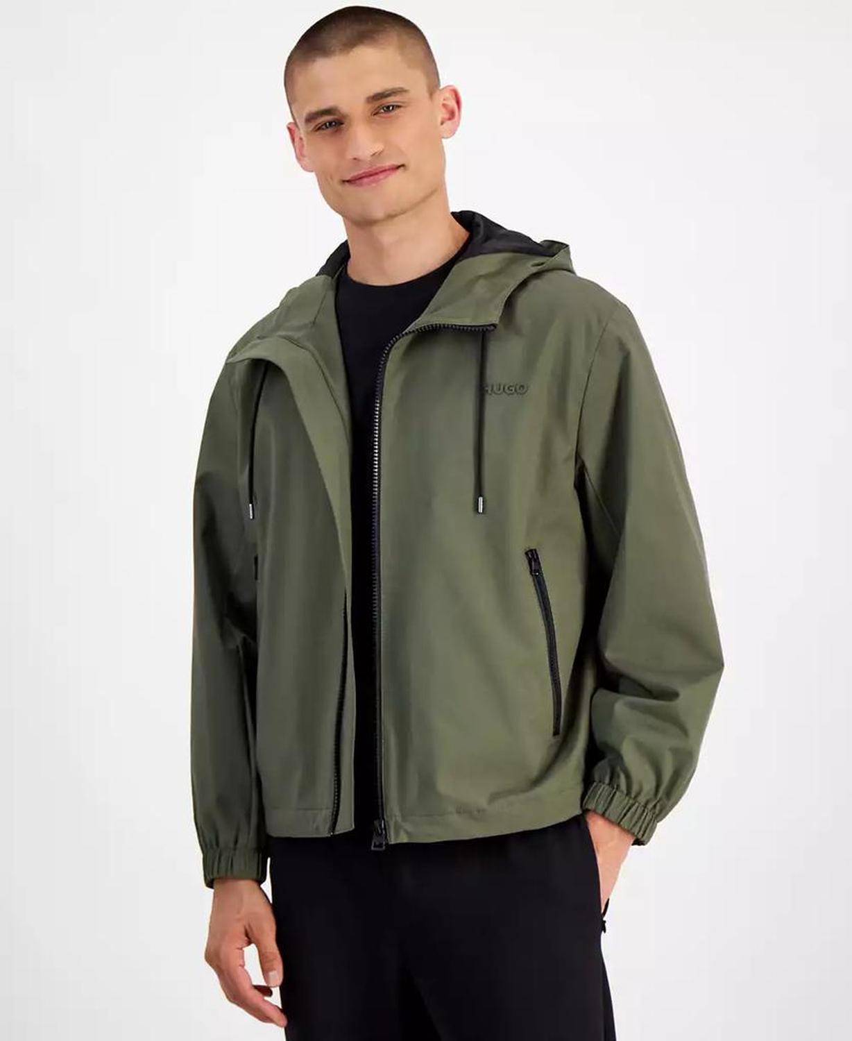 Men's Slim-Fit Lightweight Hooded Water-Repellent Windbreaker Jacket