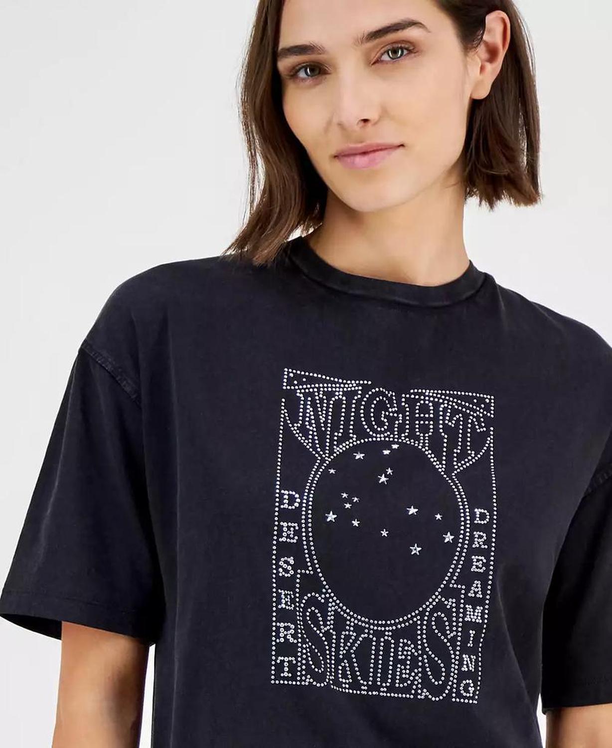 Women's Cotton Embellished-Graphic T-Shirt