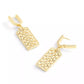 Gold Signature Quilted Hangtag Charm Huggie Earrings