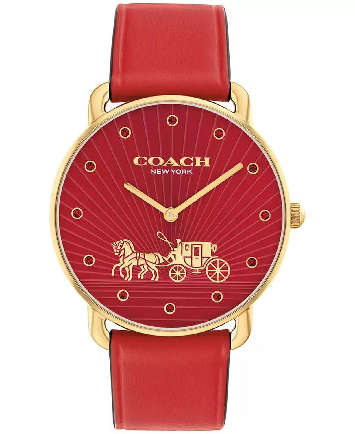 Women's Elliot Red Leather Strap Watch, 36mm