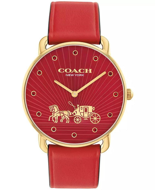 Women's Elliot Red Leather Strap Watch, 36mm