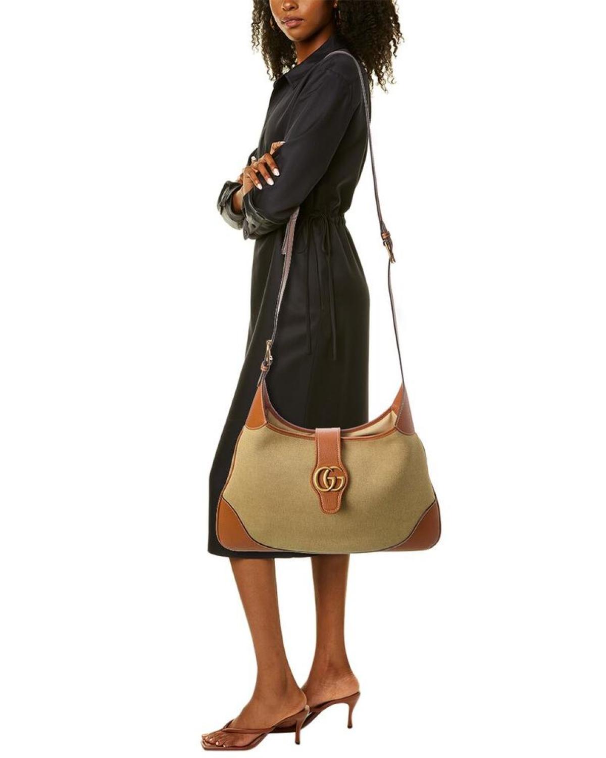 Gucci Aphrodite Large Canvas & Leather Shoulder Bag
