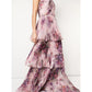 Pleated Chiffon Tiered Halter Gown