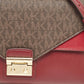 Michael Kors /brown Signature Coated Canvas And Leather Chain Clutch