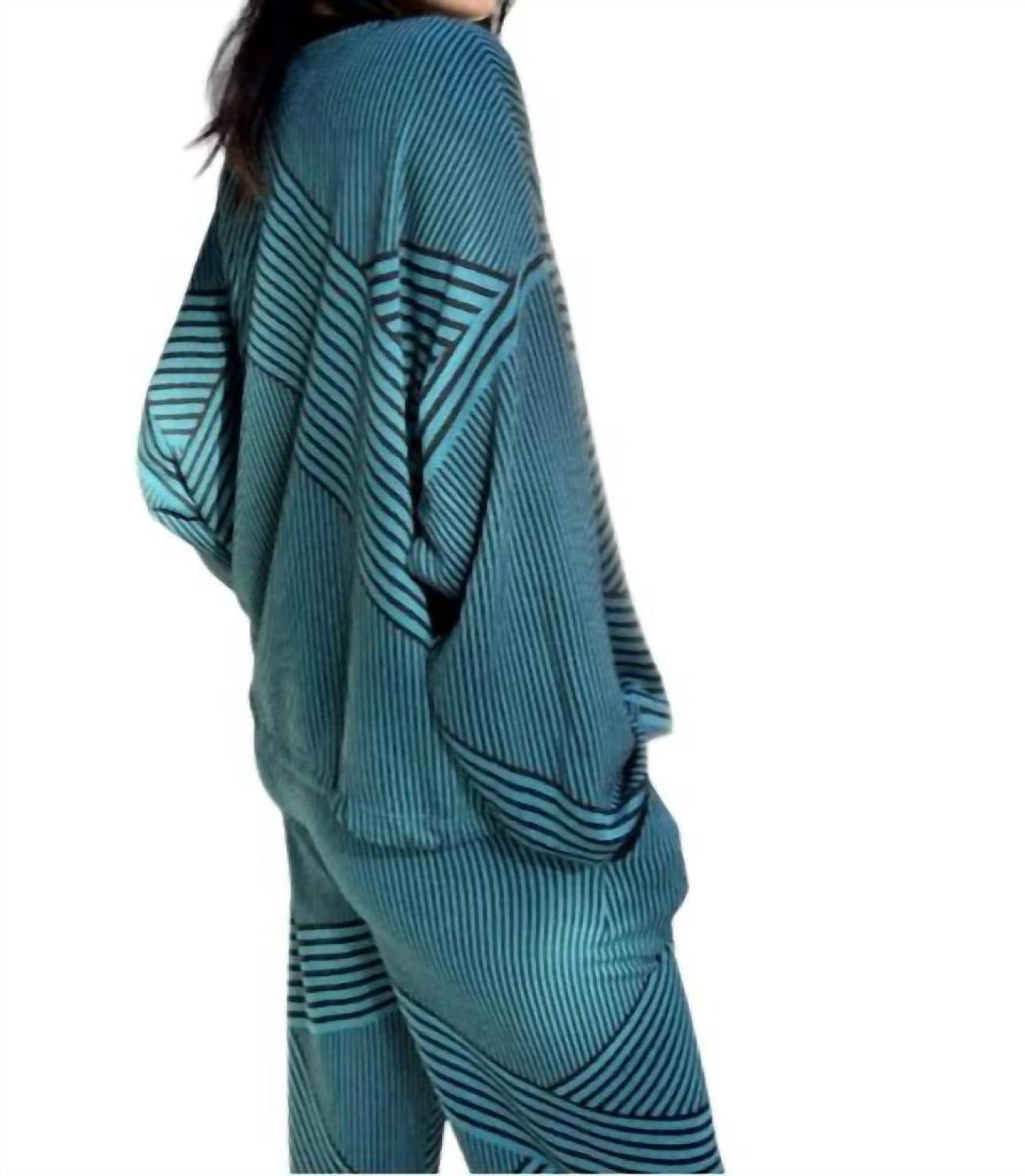 Stripe Brit Wit Sweatshirt Top In Tale And Black