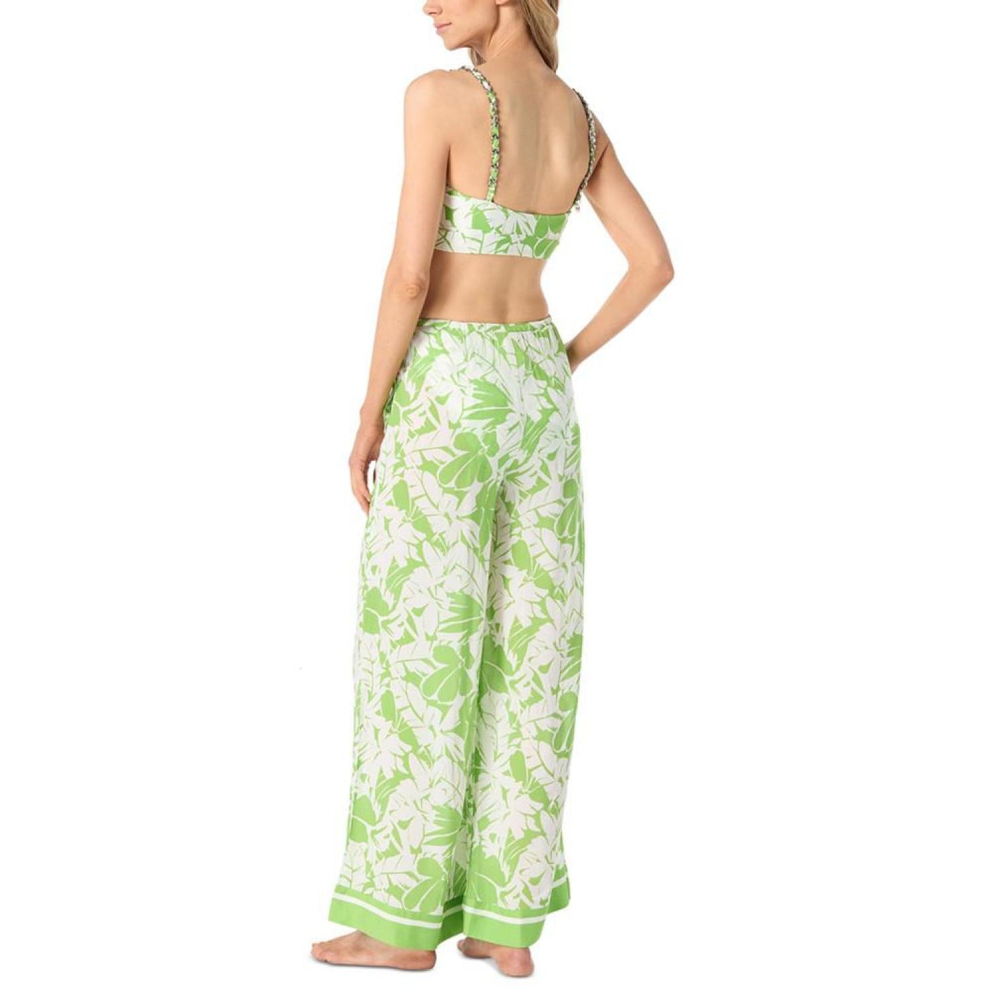 MICHAEL Women's Printed High Rise Wide Leg Cover-Up Pants