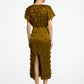 Hand-Embroidered Floral Crushed Duchesse Sheath Dress