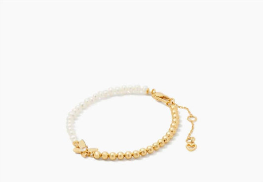 Women's Social Butterfly Bead Bracelet In Cream/gold