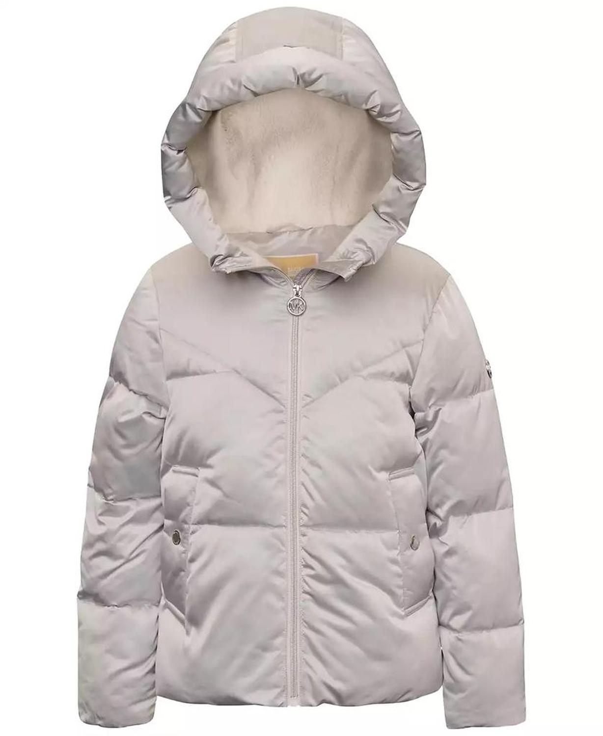 Michael Kors Big Girls Fleece-Lined Full-Zip Satin Puffer Jacket