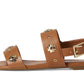 Spade Flower Stud Pebbled Leather Flat Sandal