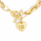 Gold Plated Heart Charm Interlocking Link Bracelets