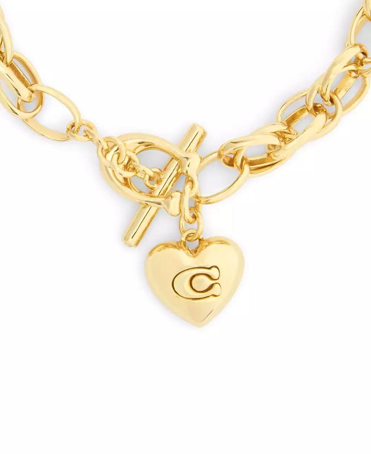 Gold Plated Heart Charm Interlocking Link Bracelets