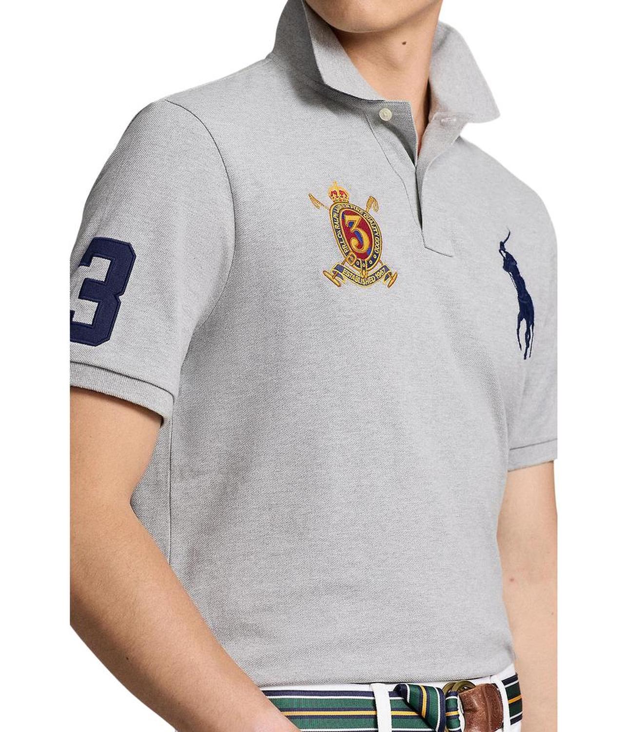 Custom Slim Fit Big Pony Crest Mesh Polo