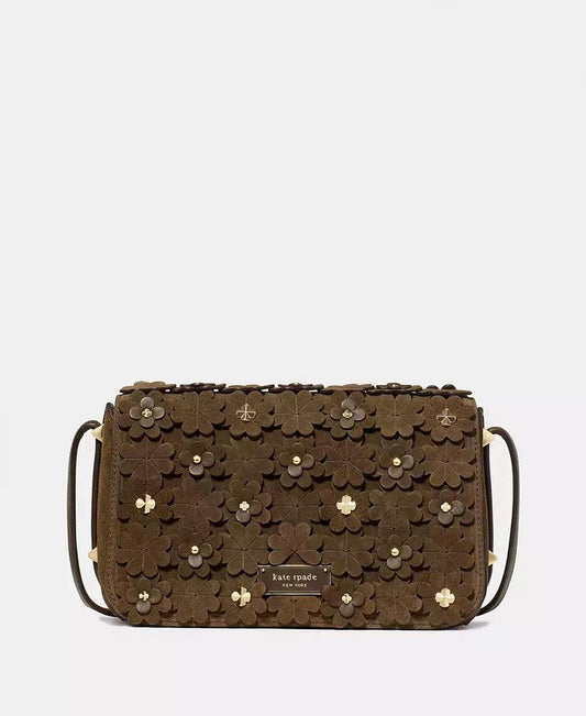 Liv Floral Embellished Suede Crossbody Bag