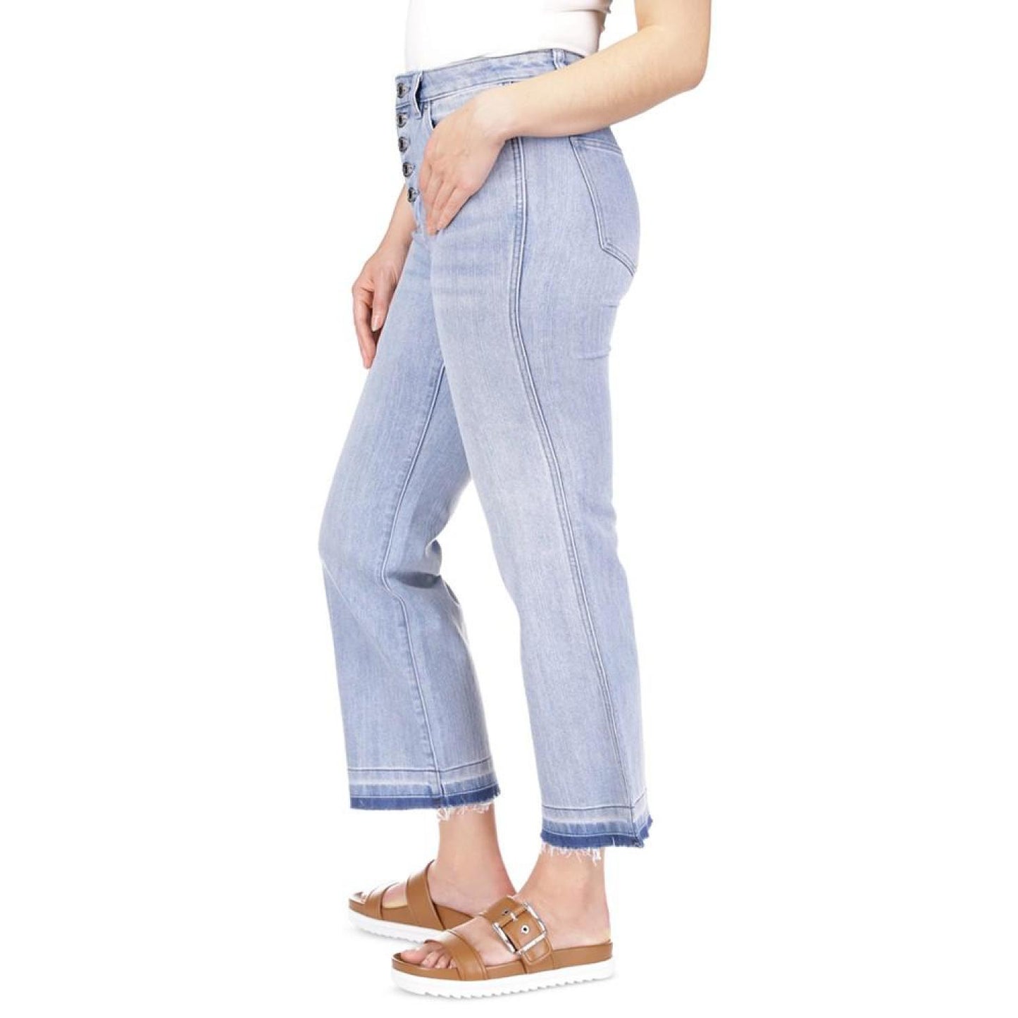 Women's Button-Fly Flared Cropped High-Rise Jeans