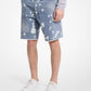 Frayed Splattered Denim Shorts