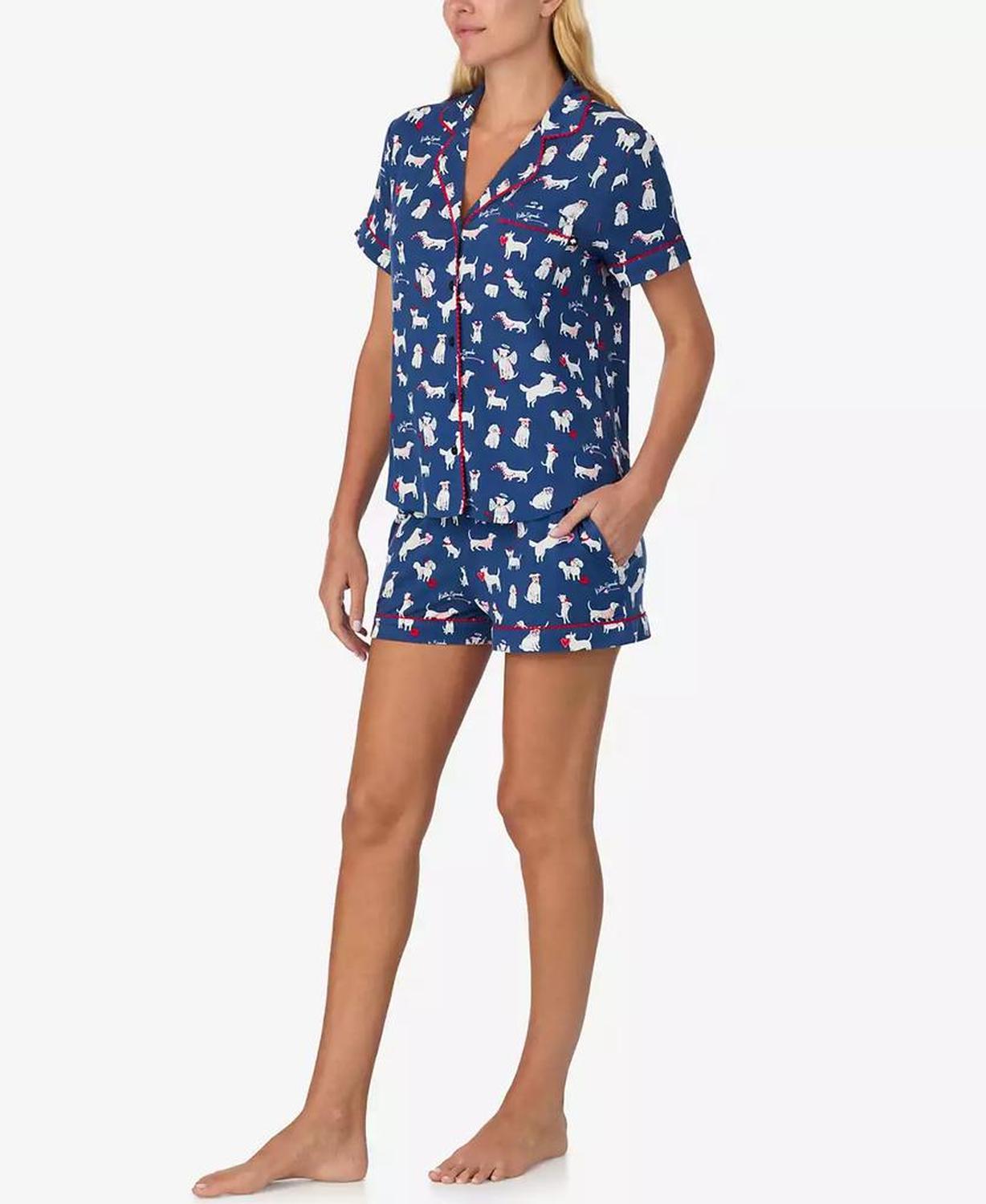 Women's 2-Piece Sleepwear Short-Sleeve Shirt and Pajama Shorts Set